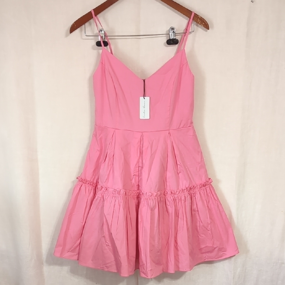 Hunter & Brown Pink Tiered Tank Dress Smocked Back Size Small New with Tags
